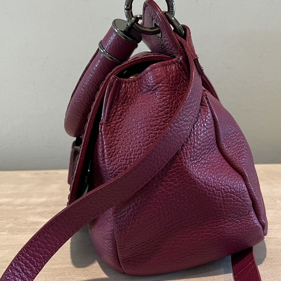 Plinio Visona Burgundy Pebbled Leather Satchel/Shoulder Bag Made in Ital… - Picture 6 of 16